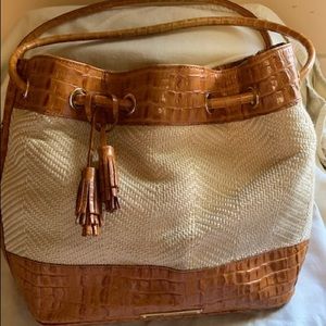 Brahmin Trina Whiskey Raffia Slouch Shoulder bag